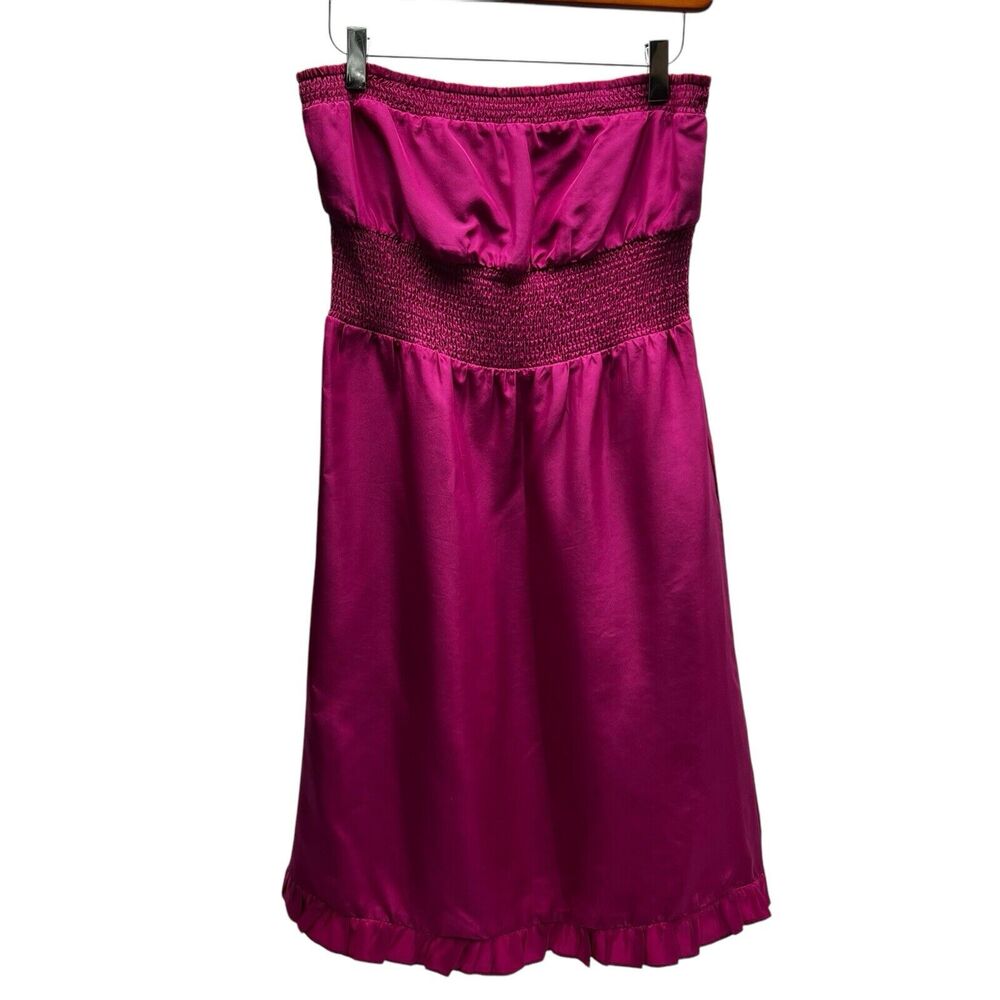 Anthropologie Maeve 100% Silk Dress Daleka Size 2 Strapless Pink Knee Length